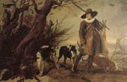 WILDENS, Jan A Hunter with Dogs Against a Landscape oil on canvas